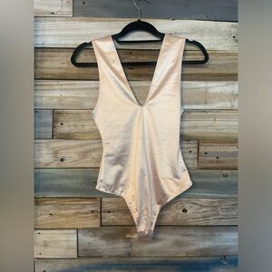 Free People Women's Pink and Gold Bodysuit XS